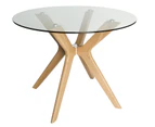 Doreen Collection | Round Glass Dining Table | 100cm - Natural