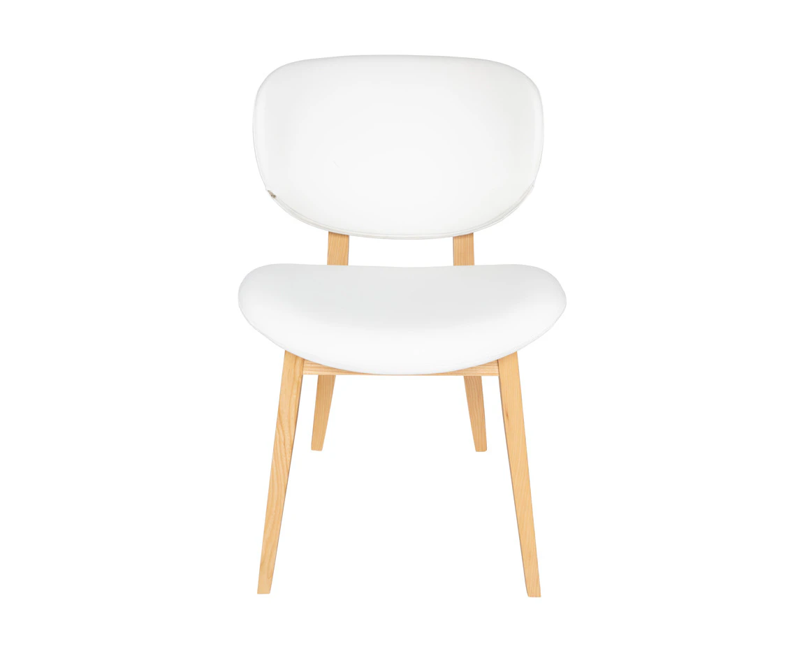 Nobu Dining Chair | Natural Legs - White PU Leather