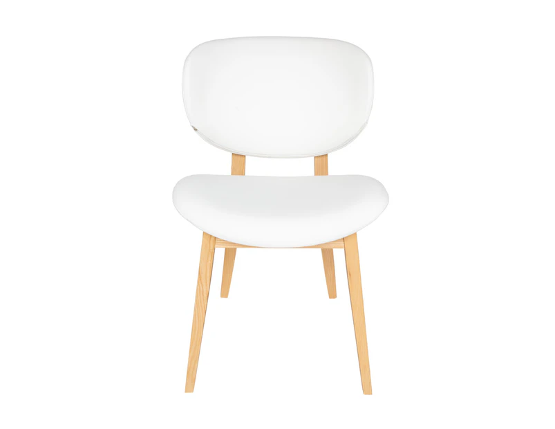 Nobu Dining Chair | Natural Legs - White PU Leather