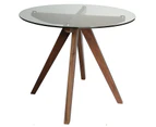 Amber Collection | Round Glass Dining Table | 90cm - Walnut