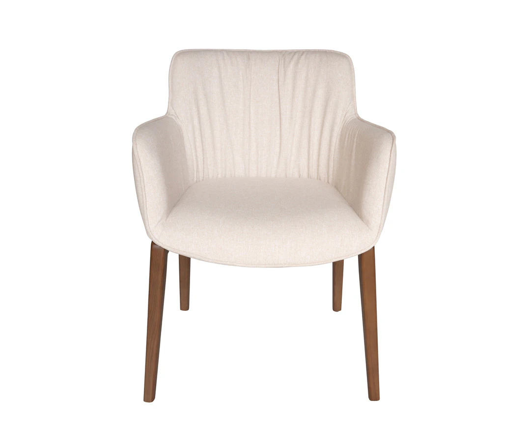 Victoria Dining Chair | Walnut Legs - Ivory Fabric