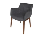 Victoria Dining Chair | Walnut Legs - Dark Grey Fabric