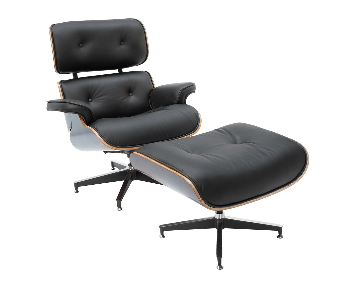 Replica Eames Lounge Chair | 4 Star Ottoman - Black