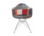 Replica Eames DAR Eiffel Chair | Fabric & Chrome - Multicoloured V2