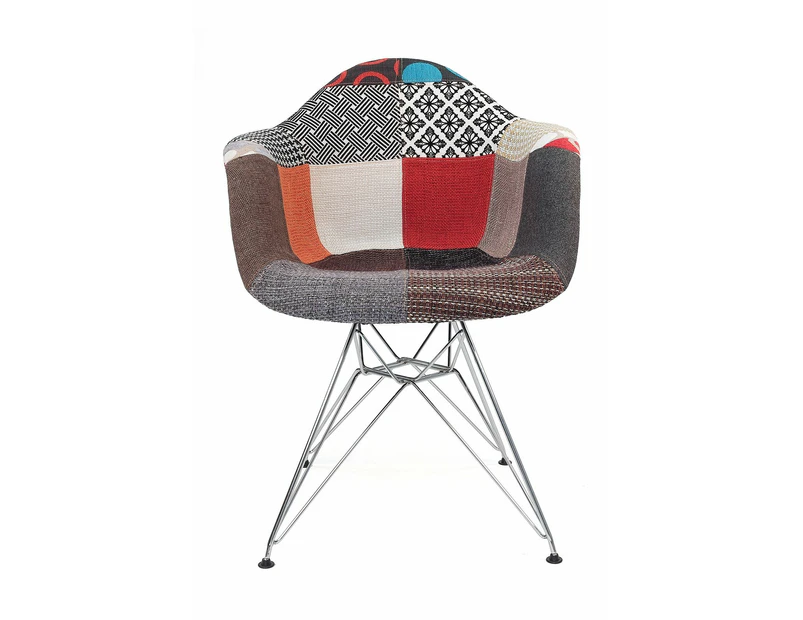 Replica Eames DAR Eiffel Chair | Fabric & Chrome - Multicoloured V2