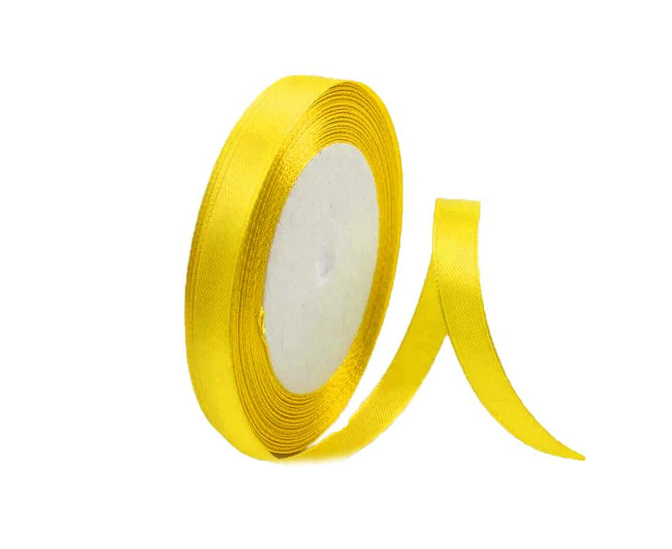 10mm Width Satin Hair Ribbon Wedding Party Decoration Gift Banquet 2m - Golden Yellow