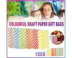 100X Colourful Plaid Kraft Paper Bag Candy Cookie Snack Cake Gift Bags 9*6*18CM - Orange