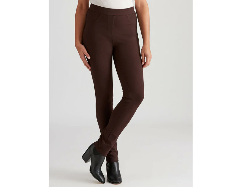 MILLERS - Womens Jeans -  Full Length Faux Jeans Ponte - Brown