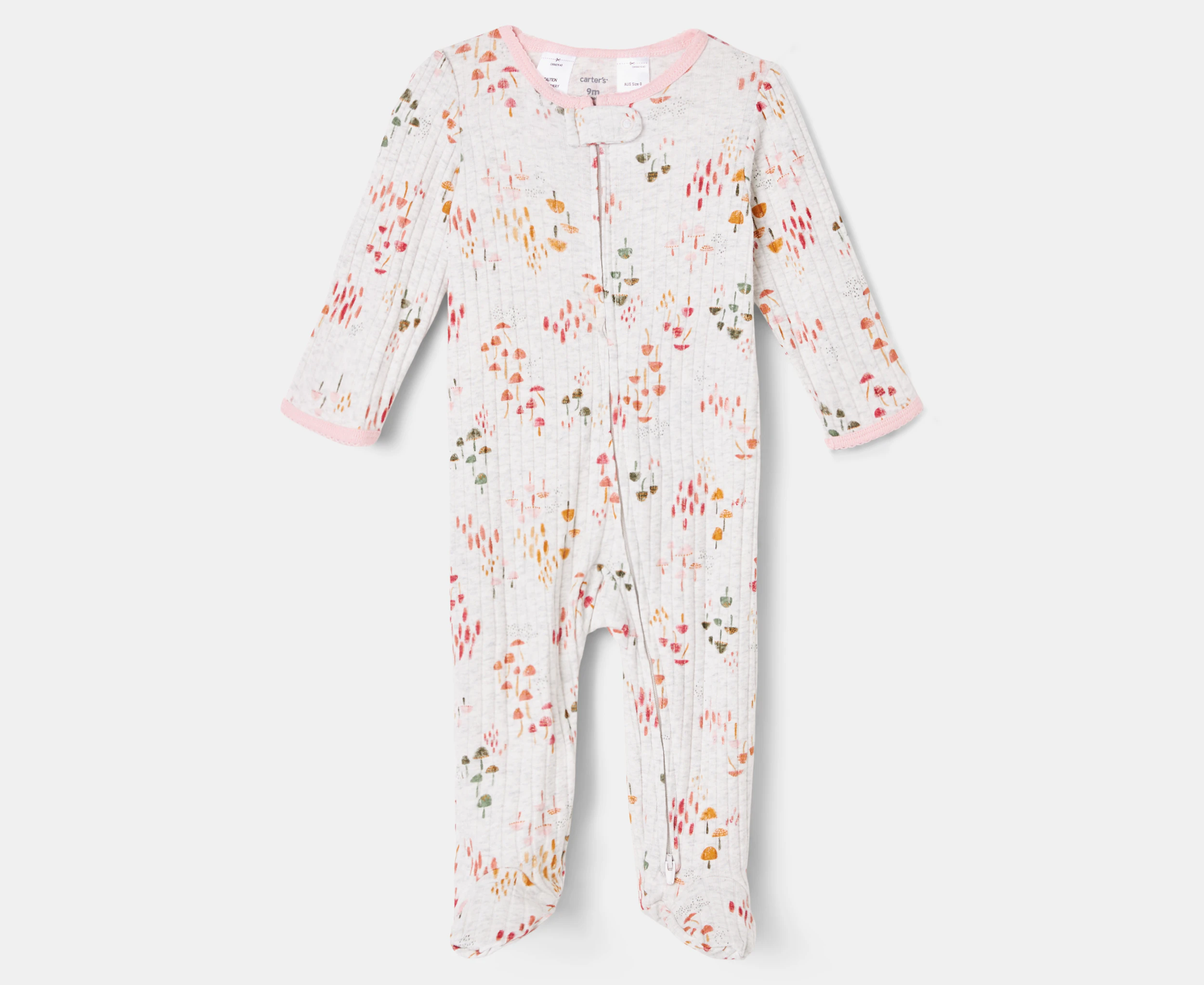 Carter's Baby Floral 2-Way Zip Sleep & Play One-Piece - Grey