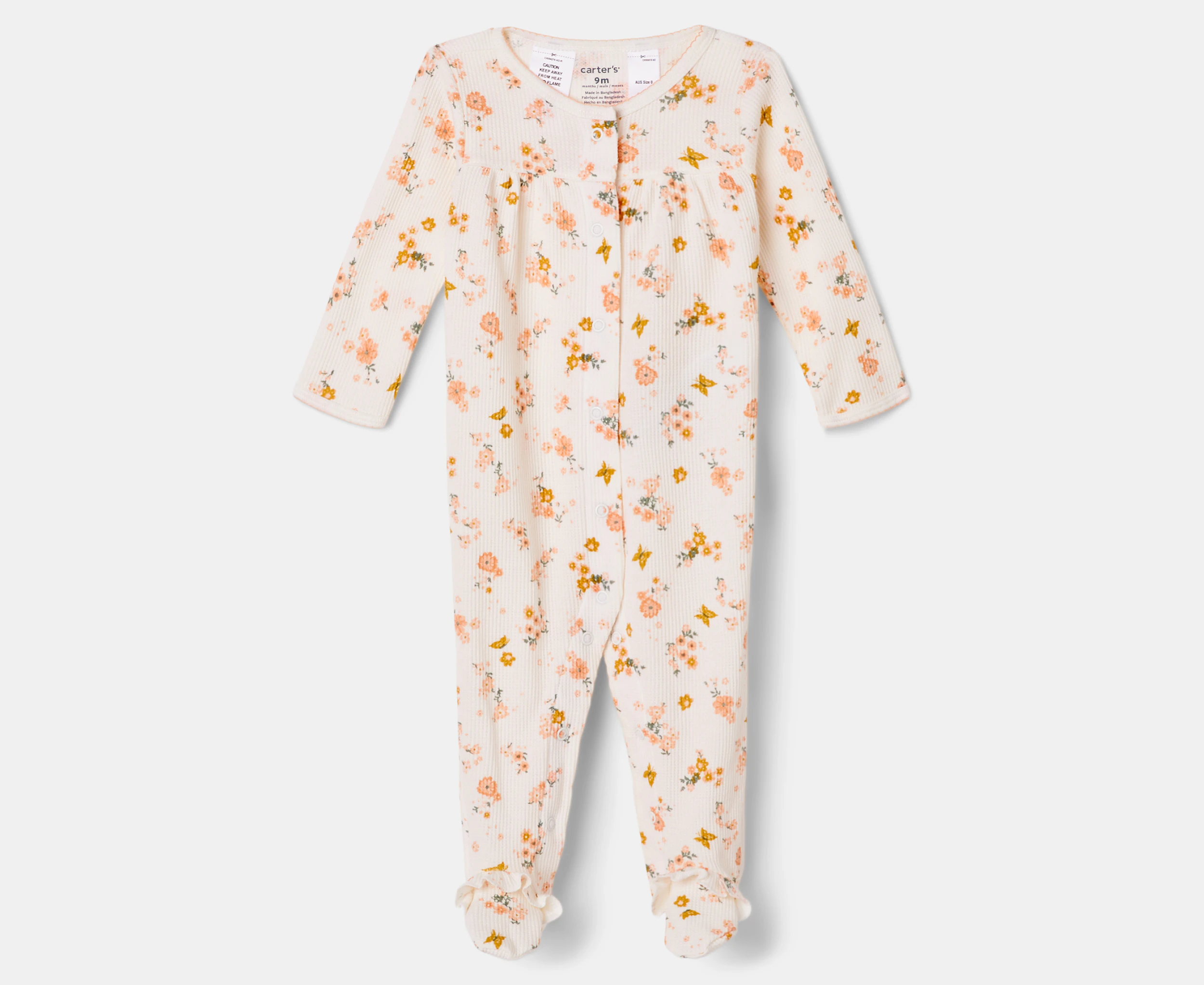 Carter's Baby Floral Snap-Up Sleep & Play One-Piece - Ivory/Mustard