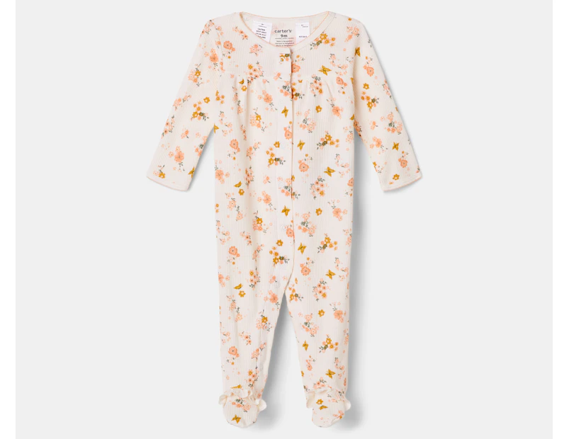 Carter's Baby Floral Snap-Up Sleep & Play One-Piece - Ivory/Mustard