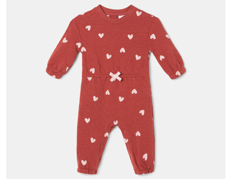 Carter's Baby/Toddler Heart Doubleknit Jumpsuit - Red