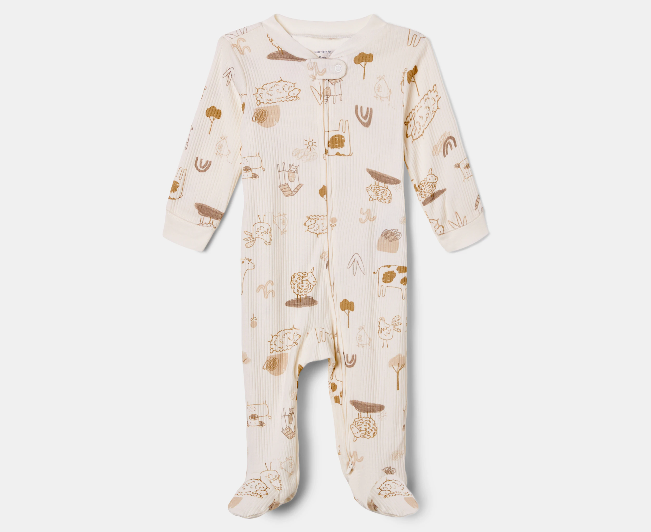 Carter's Baby Farm Animal 2-Way Zip Sleep & Play One-Piece - Ivory