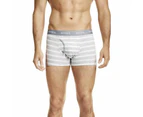 3 x Mens Bonds Guyfront Trunk Trunks Underwear Cotton/Elastane - Grey Stripe, Grey, White