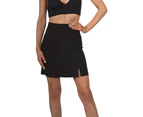 Topshop Women's Petite Mini Slit Skirt - Black
