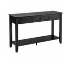 Console Table Sofa Side Accent Table Solid Wooden Legs and Drawer Black