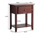 Brown Bedside Table Sofa Side End Table Wooden Nightstand with Storage Drawer