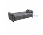 Foret 3 Seater Sofa Bed Storage Lounge Adjustable Couch Furniture Recliner Grey