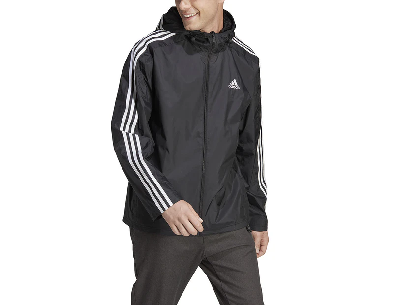 Adidas Men's Essentials 3-Stripes Woven Windbreaker - Black