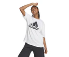 Adidas Women's Essentials Big Logo Boyfriend Tee / T-Shirt / Tshirt - White/Black