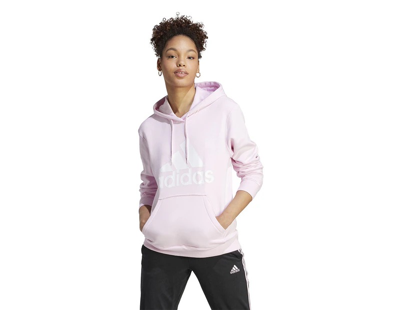 Adidas Women's Essentials Big Logo Fleece Hoodie - Cloud Pink/White