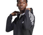 Adidas Men's Essentials Fleece 3-Stripes Full-Zip Hoodie - Black