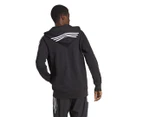 Adidas Men's Essentials French Terry 3-Stripes Full-Zip Hoodie - Black
