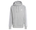 Adidas Men's Essentials French Terry 3-Stripes Hoodie - Medium Grey Heather