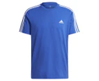 Adidas Men's Essentials 3-Stripes Tee / T-Shirt / Tshirt - Semi Blue Burst