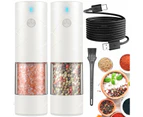 2Pack Electric Salt and Pepper Grinder Set USB Rechargeable with Warm LED Light, Adjustable Coarseness  Large Capacity Automatic Salt Pepper Mill G