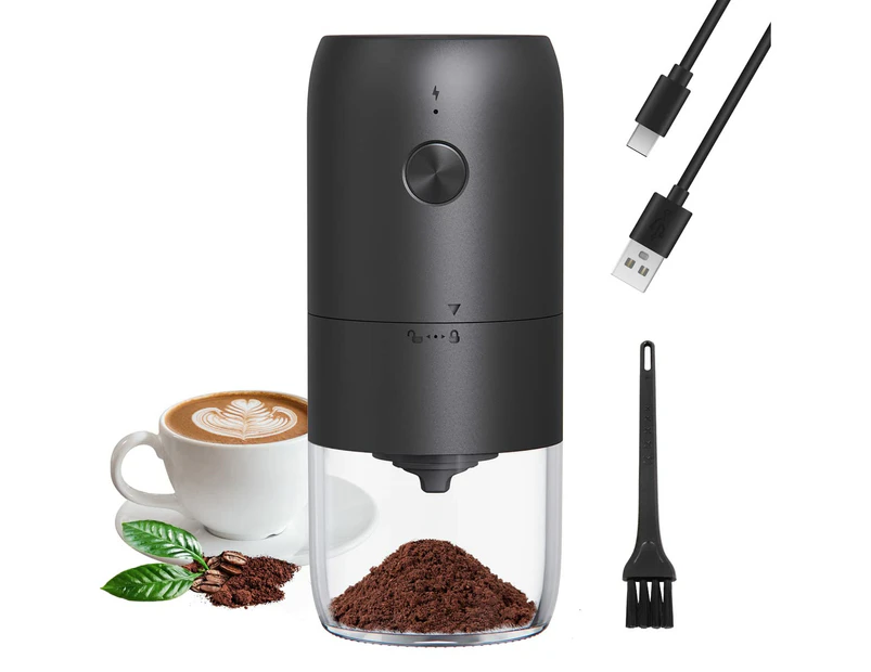 Coffee Grinder Electric with Adjustable Coarseness Ceramic Burrs, Portable One Touch Electric Spice Coffee Bean Grinder with Clean Brush, Type-C Ch