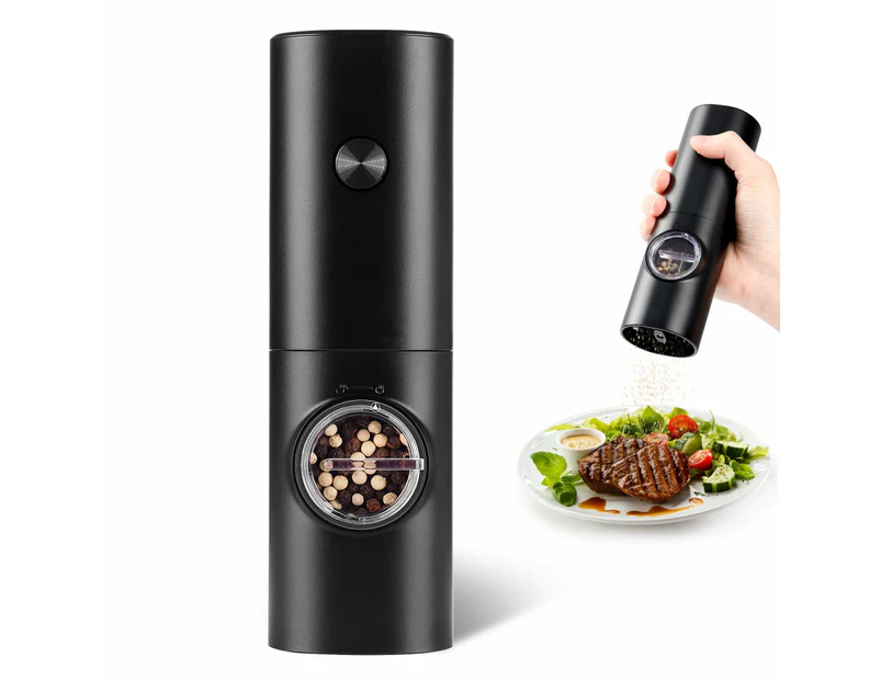 Electric Pepper Grinder or Salt Mill, Battery Powered Automatic Pepper Mill, Ceramic Grinder with Adjustable Coarseness, LED Light, and Salt Mill R
