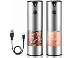 Rechargeable Electric Salt and Pepper Grinder Set - Extra Large Capacity - Automatic Black Peppercorn & Sea Salt Spice Mill Set with Adjustable Coa