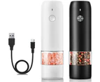 Electric Salt and pepper Grinder Set - Built-In 500mAh Battery - Automatic Peppercorn and Sea Salt Spice Mill & Shakers Set with LED Light, Adjusta