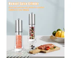 Acrylic Salt and Pepper Grinder Set, Refillable Sea Salt Pepper Mill Grinder, 2-Piece Manual Pepper Mills Stainless Steel Spice & Salt Shakers with