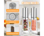 Acrylic Salt and Pepper Grinder Set, Refillable Sea Salt Pepper Mill Grinder, 2-Piece Manual Pepper Mills Stainless Steel Spice & Salt Shakers with
