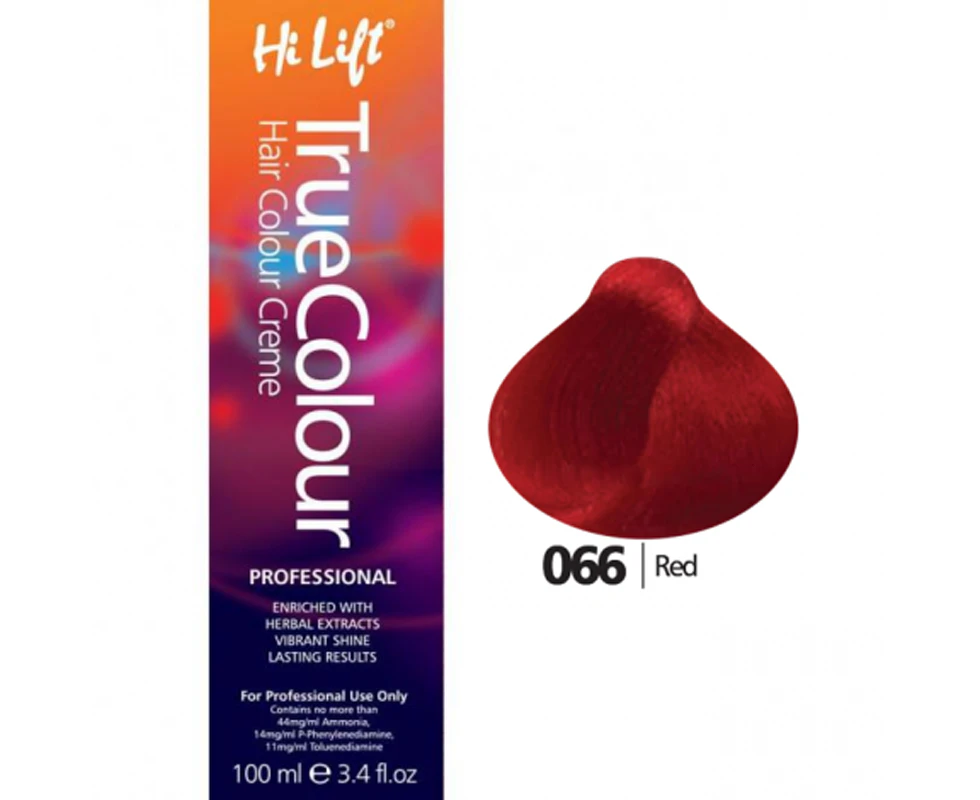 Hi Lift True Colour Permanent Hair Color Cream 066 Red Intensifier 100ml