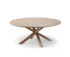 Outdoor Houston Outdoor 1.8M Round Dining Table In Light Oak Timber Look Aluminium - Outdoor Aluminium Tables