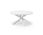 Houston Outdoor 1.5m Round Aluminium Dining Setting with 6 Kansas Chairs - Outdoor Aluminium Dining Settings - White