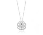 Four Leaf Clover Necklace Silver Open Convertible Small Heart Pendant Necklace Jewelry White Gold