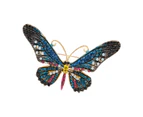 Butterflies Brooch Pin Alloy Colorful Rhinestone Collar Pin Jewelry For Coat Sweater Decoration Blue