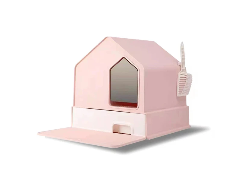 Petwiz Enclosed Cat Litter Box House - Pink