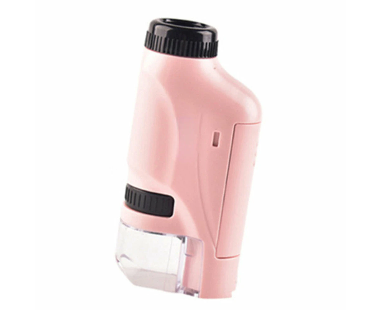 Children Hand-Held Portable Microscope Toy with LED Light - Pink