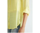 KATIES - Womens Tops -  3/4 Sleeve Double Layer Shirt - Yellow