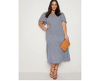 AUTOGRAPH - Plus Size -  Tiered Midi Woven Dress - Navy Tile