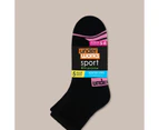 5 Pack Sport Quarter Crew Socks - Underworks - Black