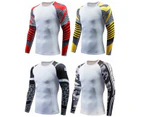 Men's Sports Compression Long Sleeve Fitted Sports Fitness Shirt Outdoor Running Gym Shirt-FU2012 White