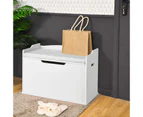 Costway Wood Kids Toy Box Chest Lift-Top Clothes Storage Organiser Bench w/Built-in Handles & Cushion