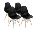 Costway 4x Wood Eames DSW Dining Chair Kitchen Side Chair Home Cafe Living Black