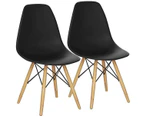 Costway 2x Retro Replica Eames DSW Dining Chair Wood Side Chair Home Cafe Living Black